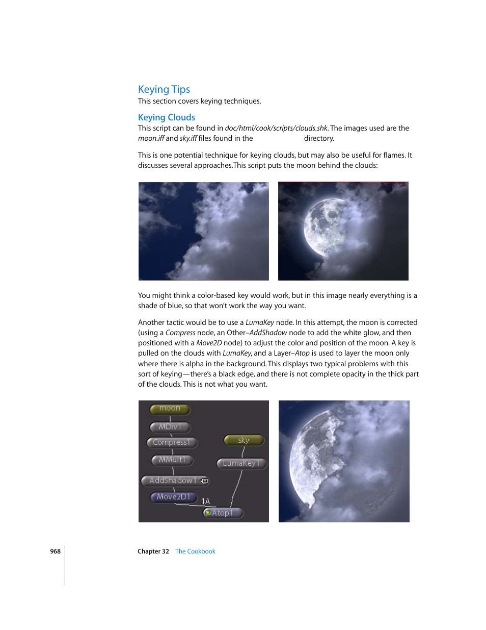 Keying tips, Keying clouds | Apple Shake 4 User Manual | Page 968 / 1054