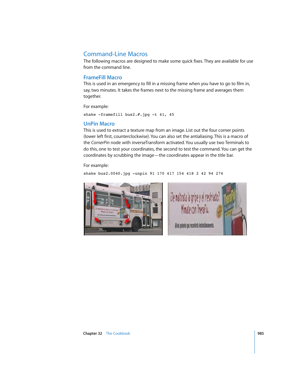 Command-line macros, Framefill macro, Unpin macro | Apple Shake 4 User Manual | Page 985 / 1054