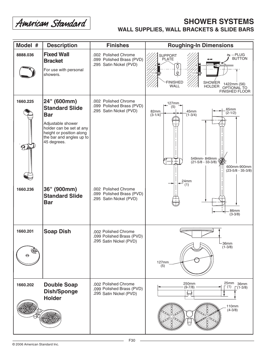 American Standard Standard Slide Bar 1660.201 User Manual | 1 page