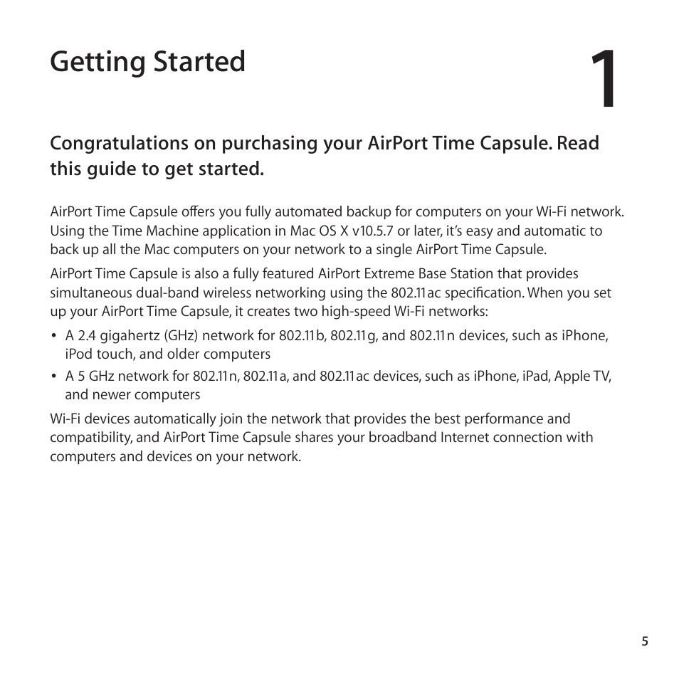 Getting started | Apple AirPort Time Capsule 802.11ac User Manual | Page 5 / 32
