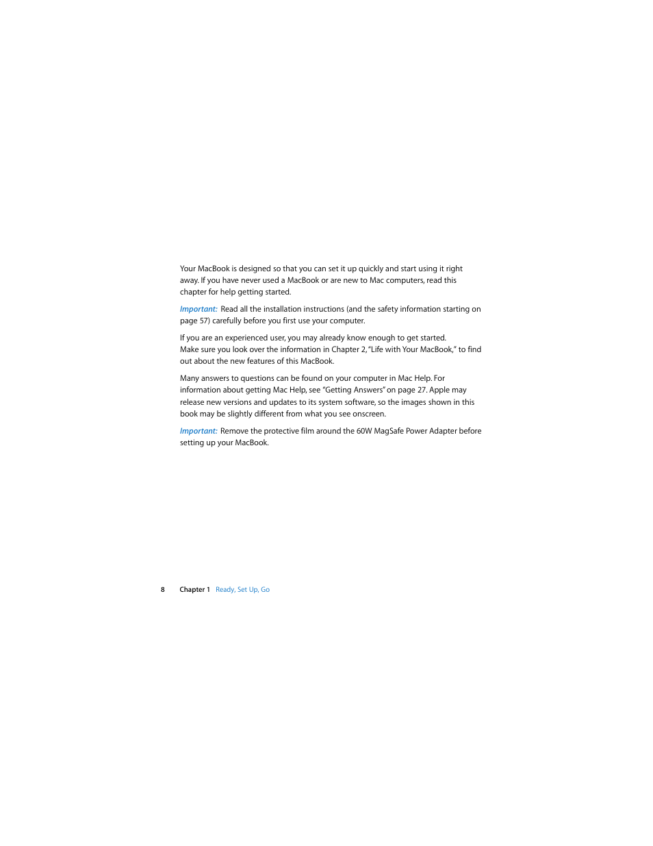 Apple MacBook (13-inch, Early 2009) User Manual | Page 8 / 80