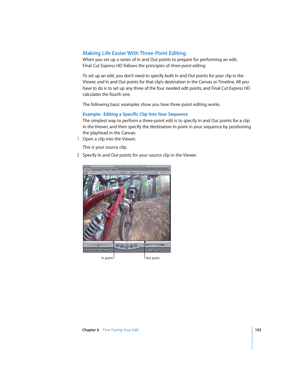 Making life easier with three-point editing | Apple Final Cut Express HD: Getting Started User Manual | Page 103 / 162