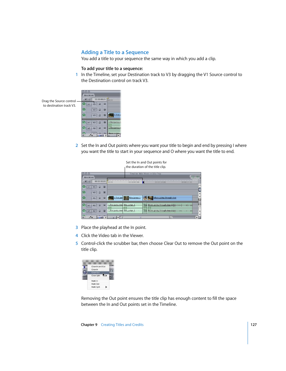 Adding a title to a sequence | Apple Final Cut Express HD: Getting Started User Manual | Page 127 / 162