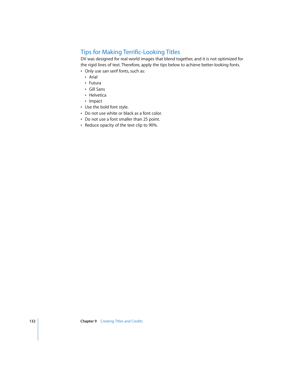 Tips for making terrific-looking titles | Apple Final Cut Express HD: Getting Started User Manual | Page 132 / 162