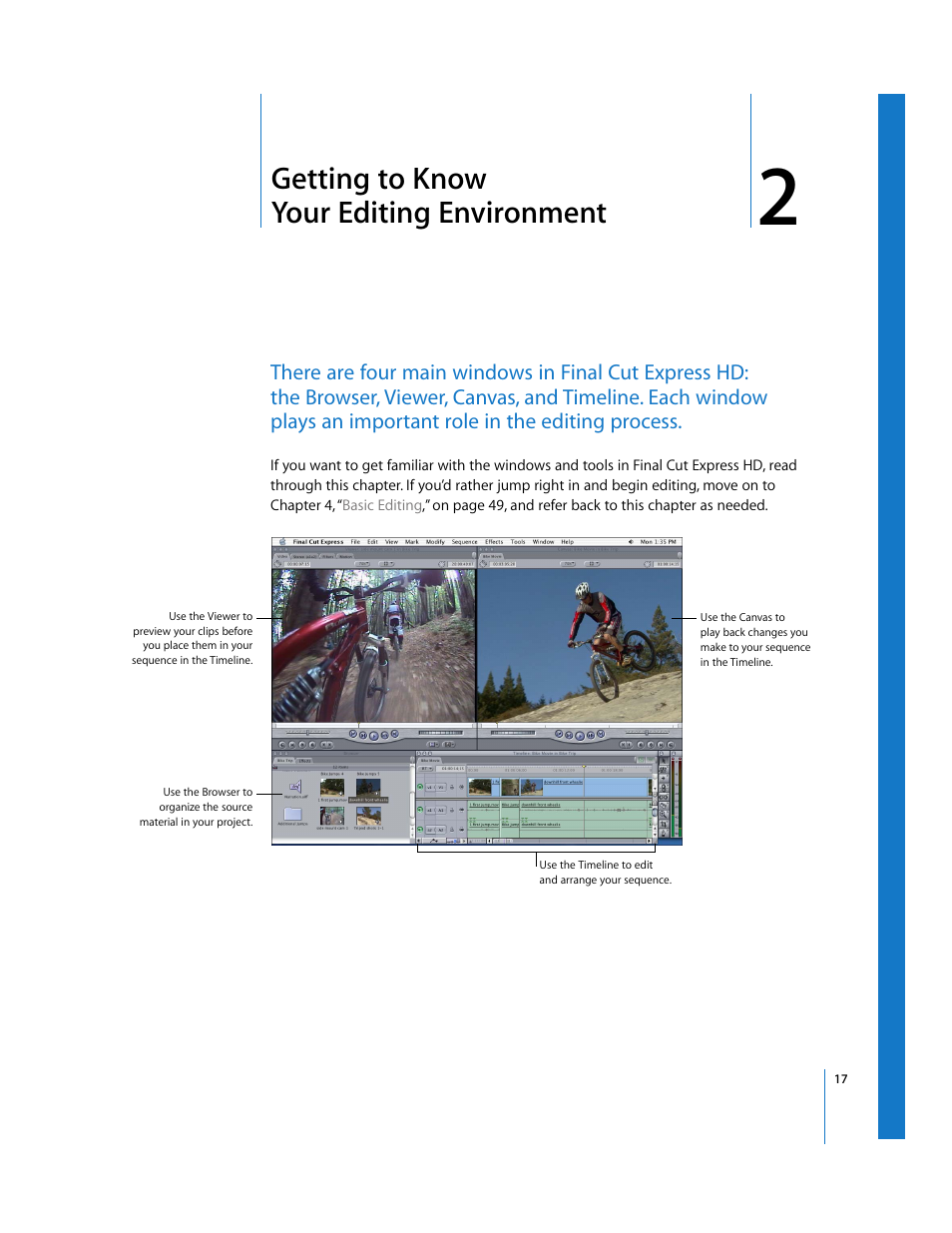 Getting to know your editing environment, Chapter | Apple Final Cut Express HD: Getting Started User Manual | Page 17 / 162