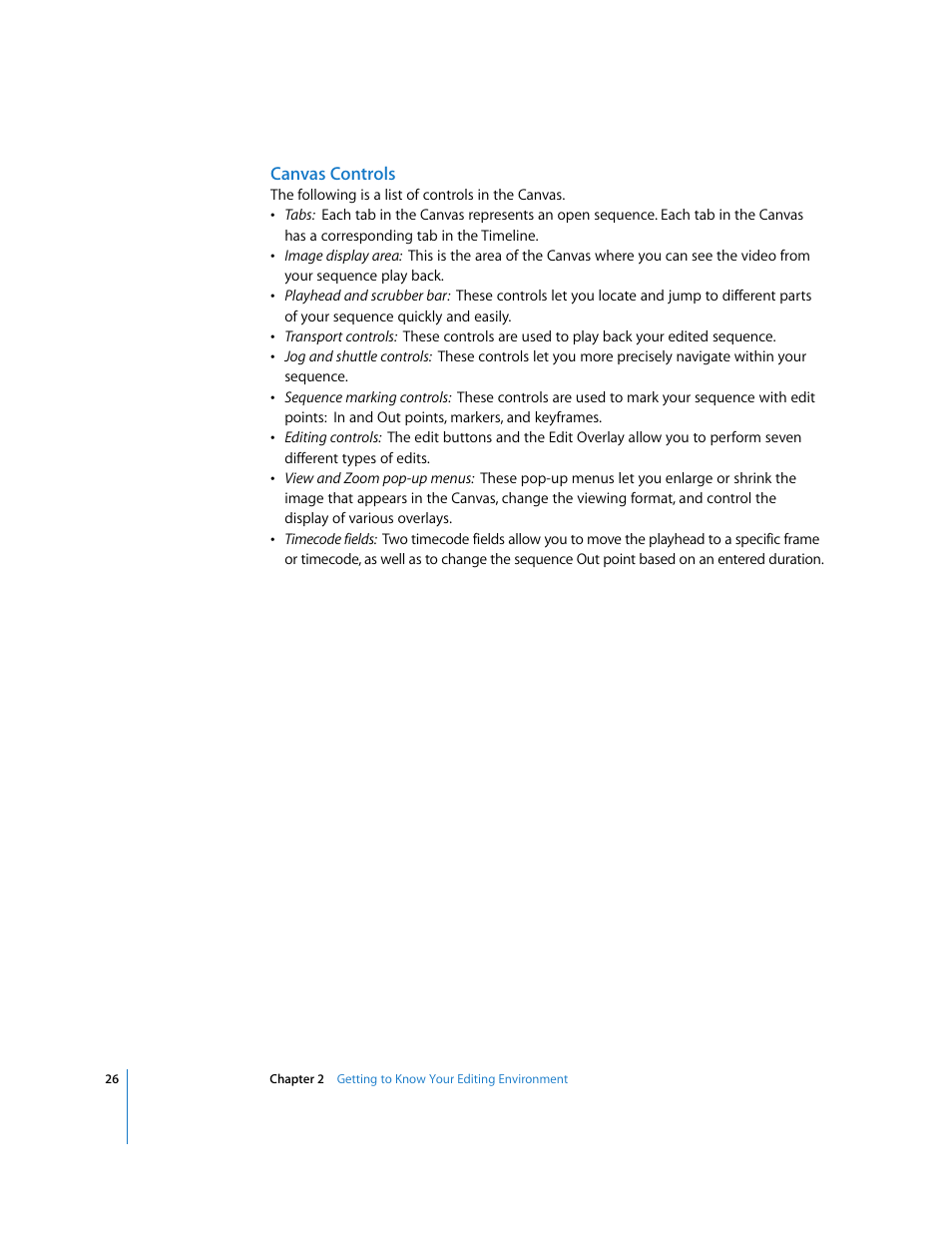 Canvas controls | Apple Final Cut Express HD: Getting Started User Manual | Page 26 / 162