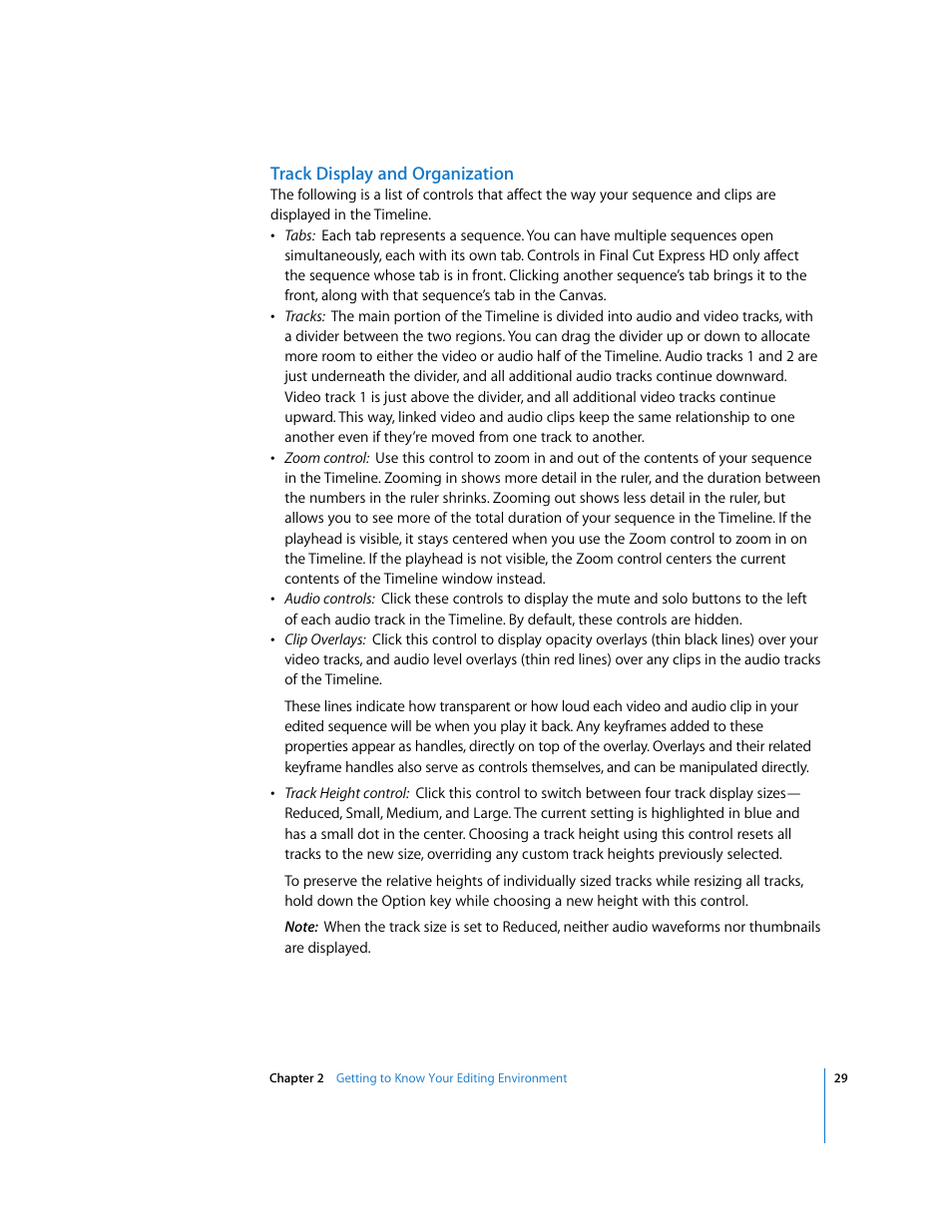 Track display and organization | Apple Final Cut Express HD: Getting Started User Manual | Page 29 / 162