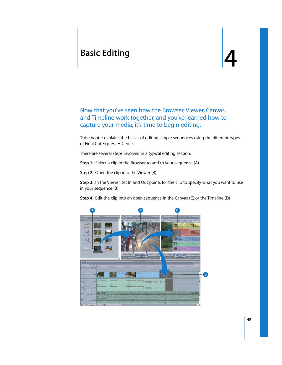 Basic editing, Chapter | Apple Final Cut Express HD: Getting Started User Manual | Page 49 / 162