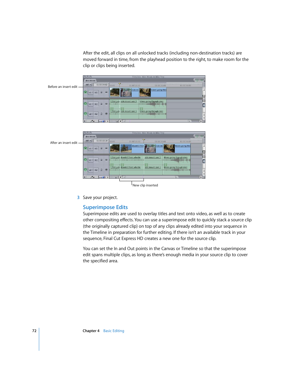 Superimpose edits | Apple Final Cut Express HD: Getting Started User Manual | Page 72 / 162