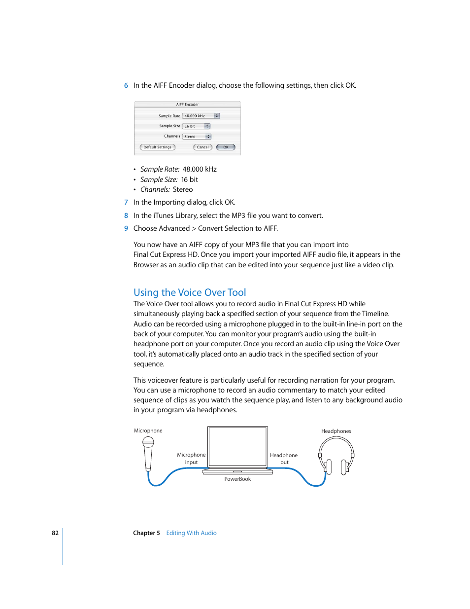 Using the voice over tool | Apple Final Cut Express HD: Getting Started User Manual | Page 82 / 162