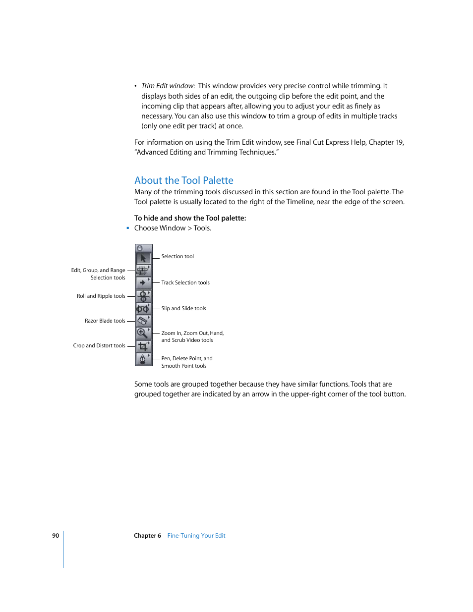 About the tool palette | Apple Final Cut Express HD: Getting Started User Manual | Page 90 / 162
