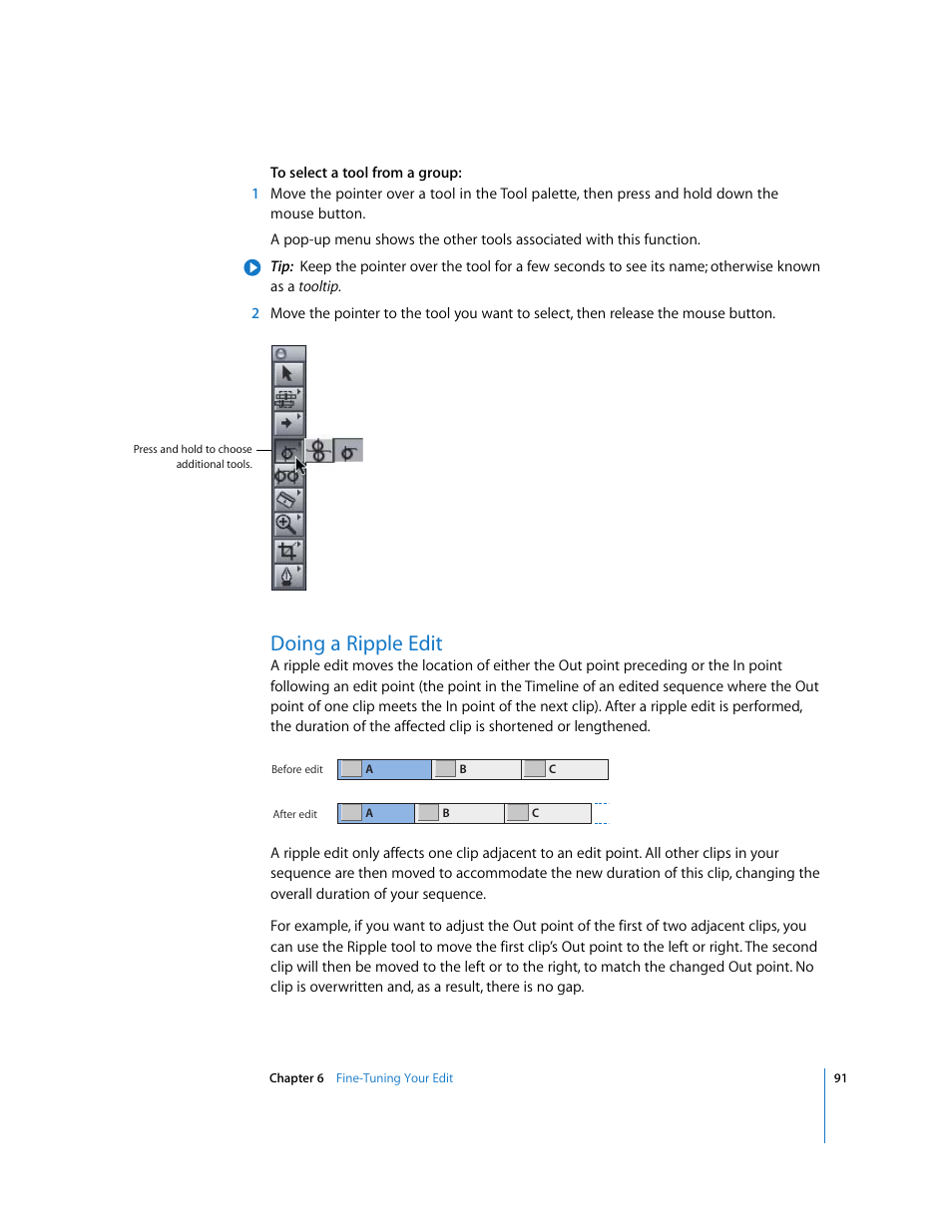 Doing a ripple edit | Apple Final Cut Express HD: Getting Started User Manual | Page 91 / 162