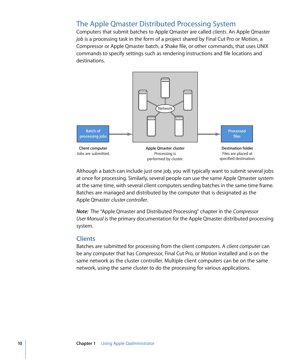 The apple qmaster distributed processing system, Clients | Apple Qadministrator 4 User Manual | Page 10 / 18