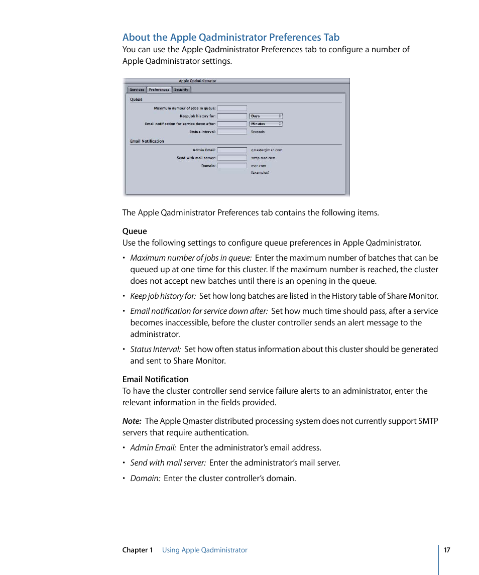 About the apple qadministrator preferences tab | Apple Qadministrator 4 User Manual | Page 17 / 18