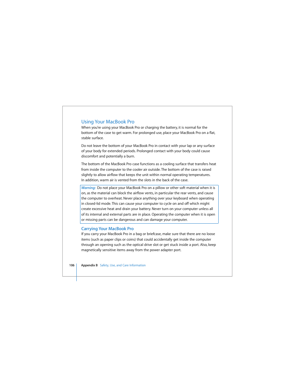 Using your macbook pro | Apple MacBook Pro (17-inch) User Manual | Page 106 / 144