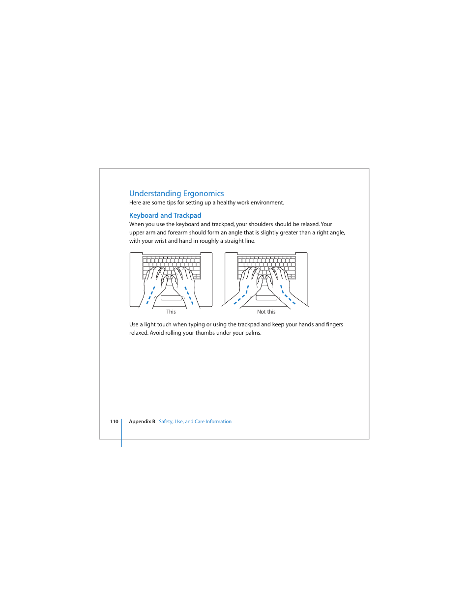 Understanding ergonomics | Apple MacBook Pro (17-inch) User Manual | Page 110 / 144