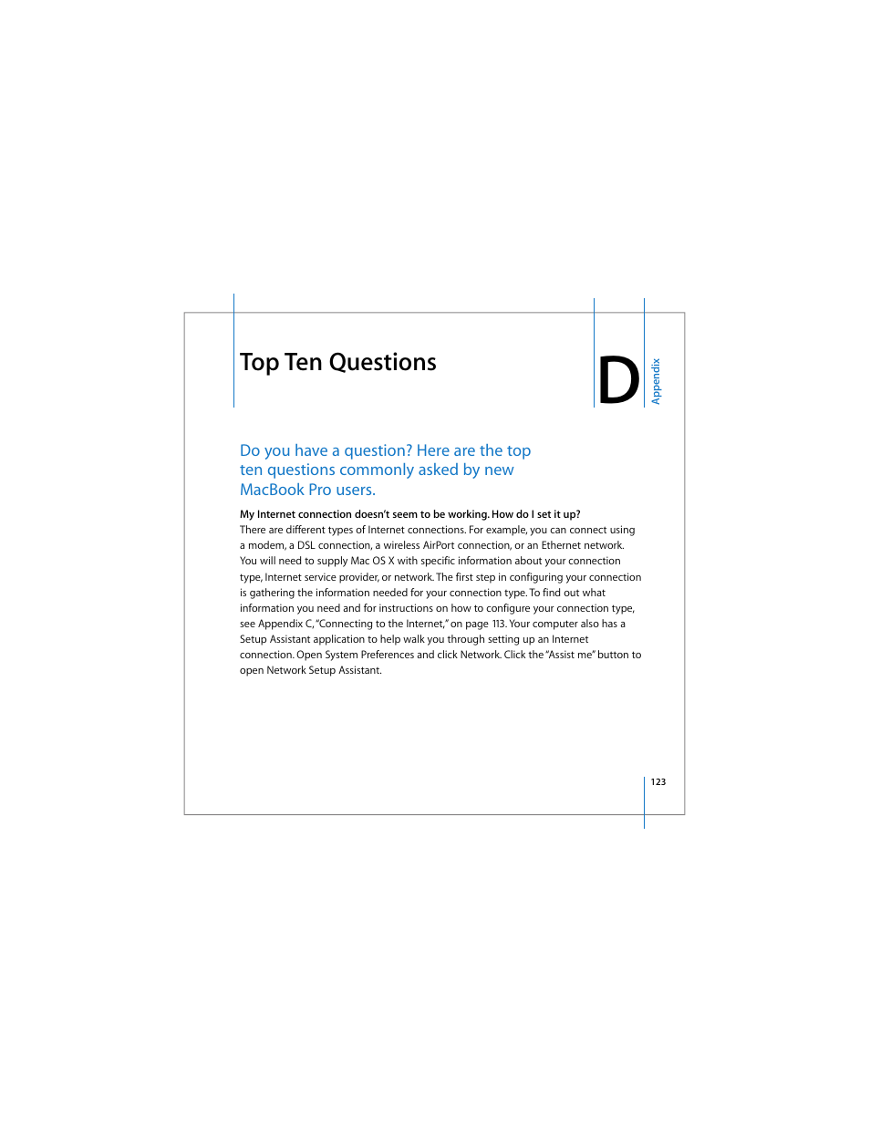 Top ten questions | Apple MacBook Pro (17-inch) User Manual | Page 123 / 144