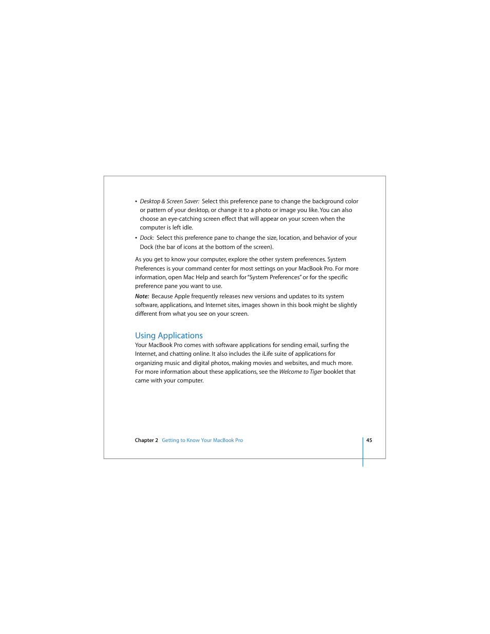 Using applications | Apple MacBook Pro (17-inch) User Manual | Page 45 / 144