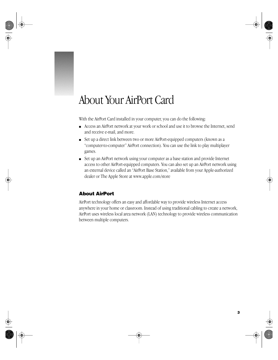 About your airport card, About airport | Apple AirPort Card User Manual | Page 3 / 12