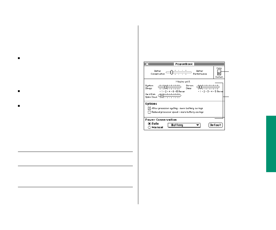 Using the custom options 101, Using the custom options, More about automatic sleep and screen dimming | Apple PowerBook (Duo 270C) User Manual | Page 117 / 350