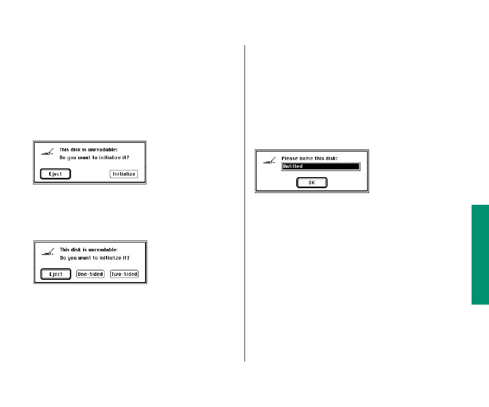 Initializing a floppy disk 107, Initializing a floppy disk | Apple PowerBook (Duo 270C) User Manual | Page 123 / 350