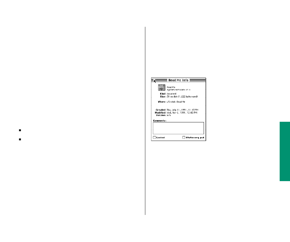 Getting information about your files 127, Using the info window 127, Getting information about your files | Using the info window | Apple PowerBook (Duo 270C) User Manual | Page 143 / 350