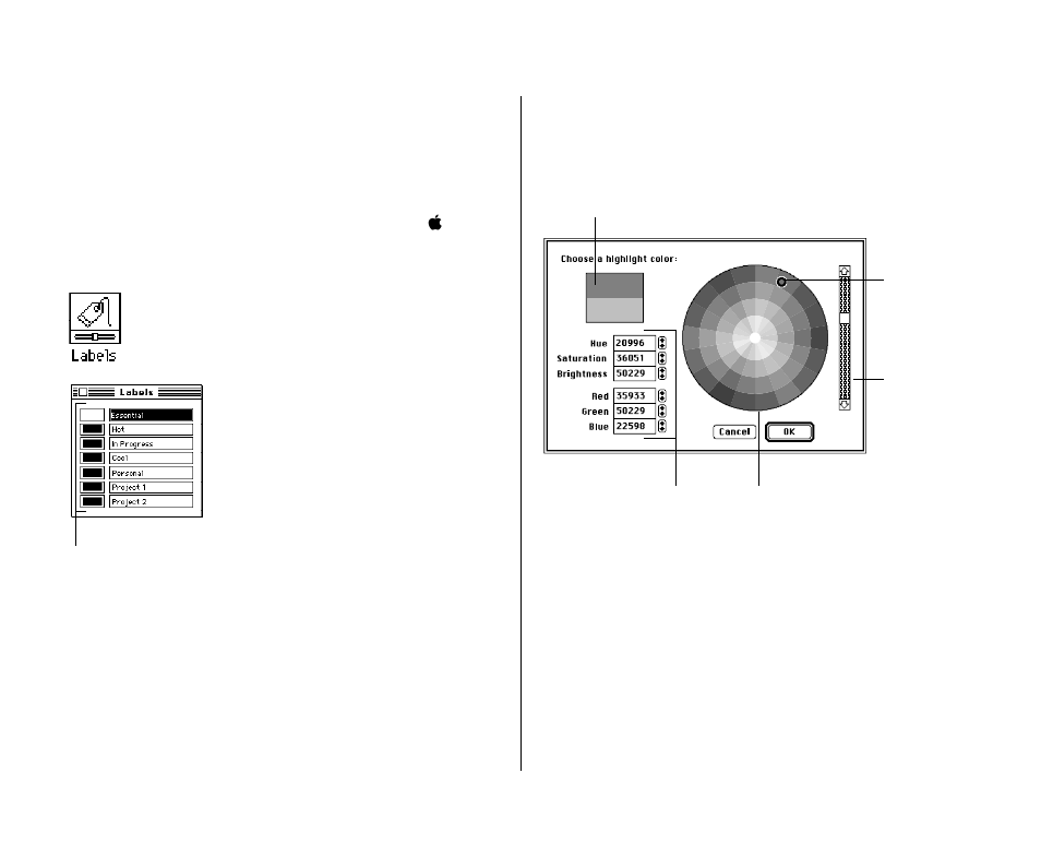 Changing the colors in the label menu 140, Changing the colors in the label menu | Apple PowerBook (Duo 270C) User Manual | Page 156 / 350