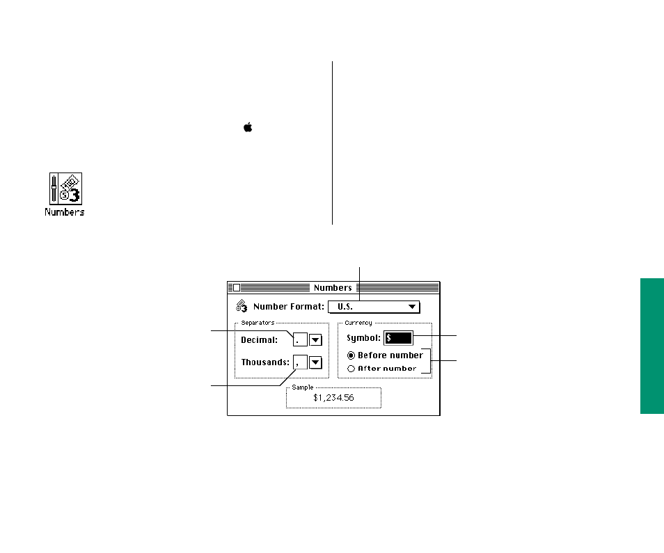 Changing number and currency formats 153, Changing number and currency formats | Apple PowerBook (Duo 270C) User Manual | Page 169 / 350