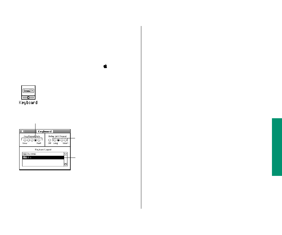Adjusting the way the keyboard works 155, Adjusting the way the keyboard works | Apple PowerBook (Duo 270C) User Manual | Page 171 / 350