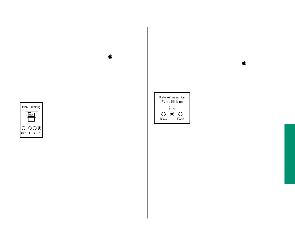 Adjusting the blinking of a menu item 157, Adjusting the blinking of the insertion point 157, Adjusting the blinking of a menu item | Adjusting the blinking of the insertion point | Apple PowerBook (Duo 270C) User Manual | Page 173 / 350