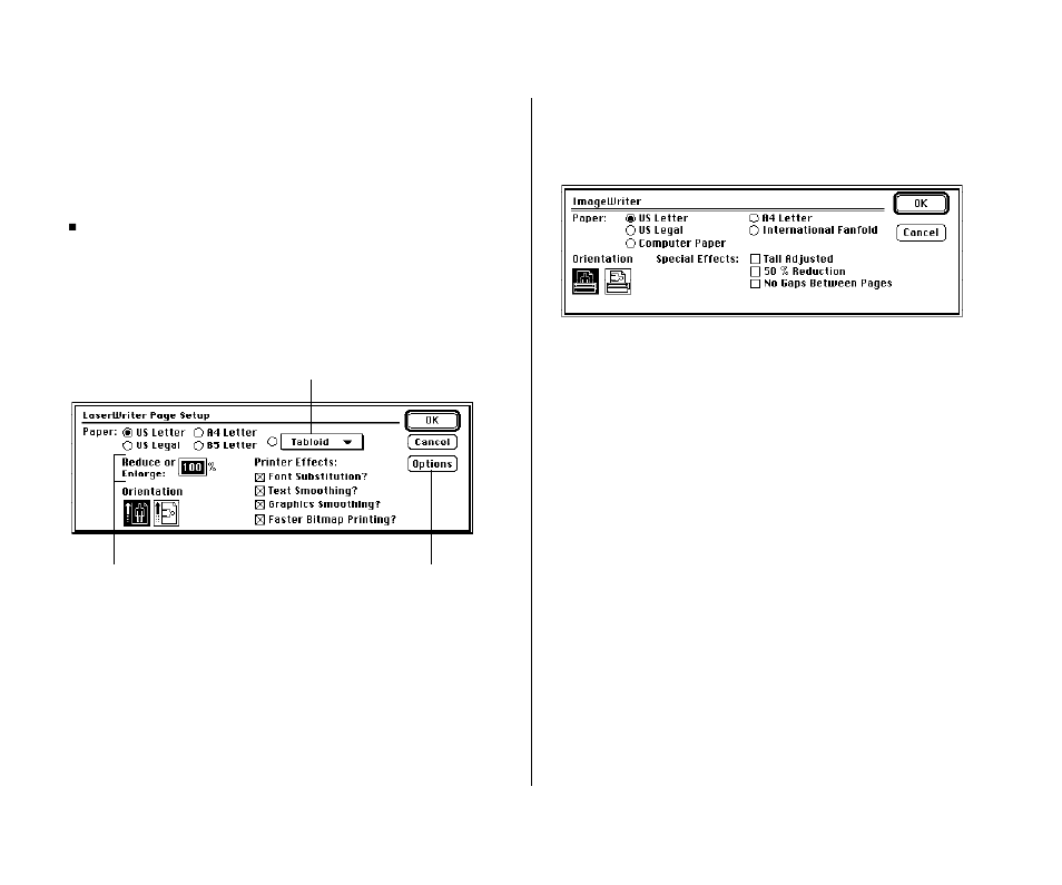 Selecting page setup options | Apple PowerBook (Duo 270C) User Manual | Page 184 / 350