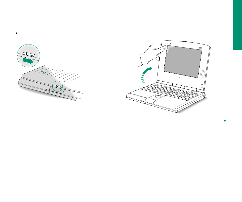 Step 2: open the display 3, Step 2: open the display | Apple PowerBook (Duo 270C) User Manual | Page 19 / 350