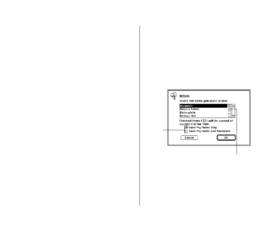 Connecting quickly to a shared disk 188, Connecting automatically when you start up 188, Connecting quickly to a shared disk | Connecting automatically when you start up | Apple PowerBook (Duo 270C) User Manual | Page 204 / 350