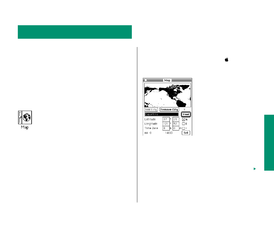 Appendix c, Map 307, Setting your location 307 | Setting your location | Apple PowerBook (Duo 270C) User Manual | Page 323 / 350