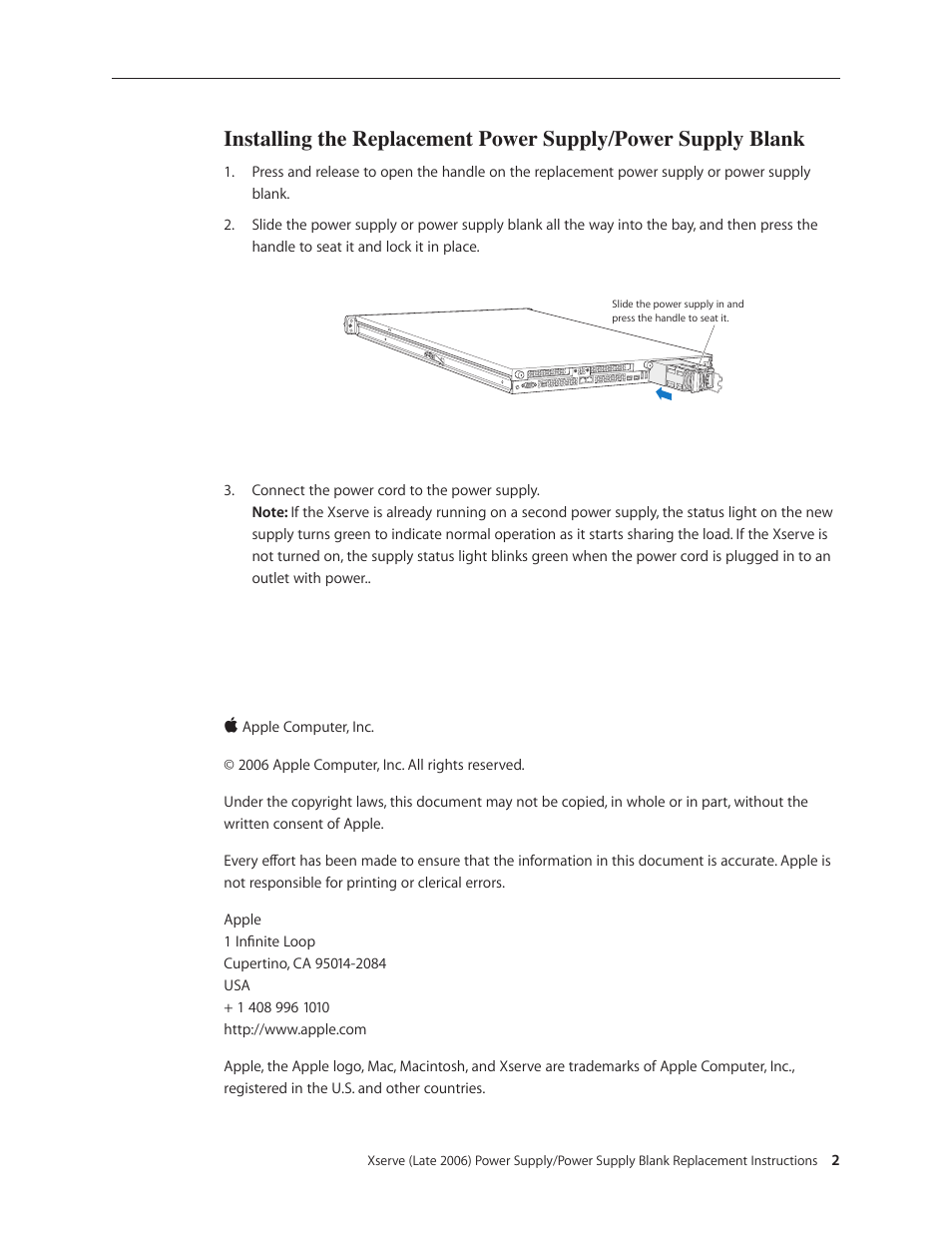 Apple Xserve Intel (Late 2006) DIY Procedure for Power Supply User Manual | Page 2 / 2