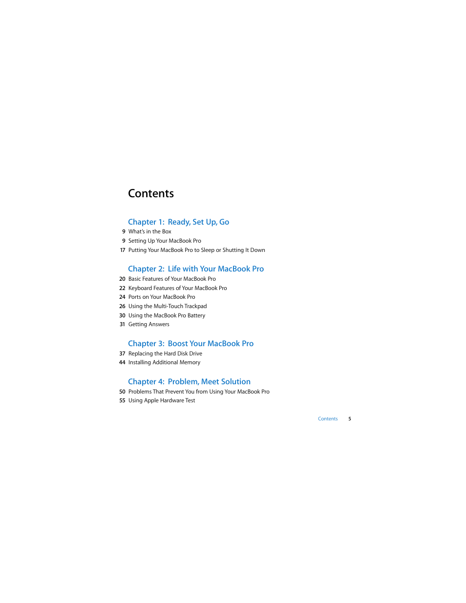 Apple MacBook Pro (13-inch, Mid 2009) User Manual | Page 5 / 88