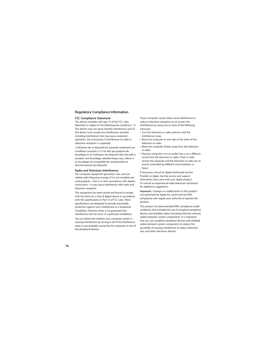 Regulatory compliance information | Apple MacBook Pro (13-inch, Mid 2009) User Manual | Page 76 / 88