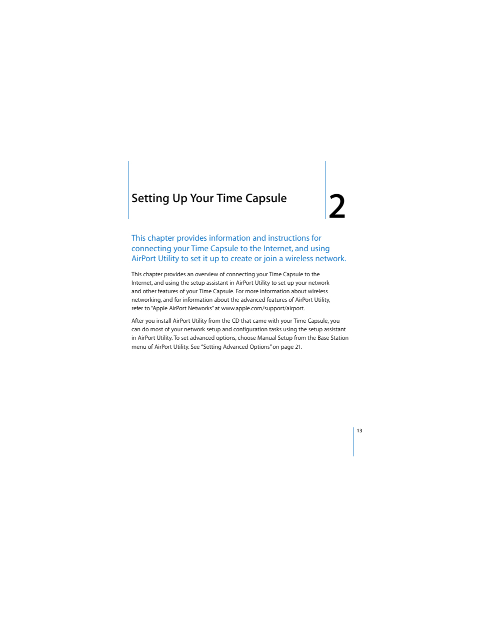 Setting up your time capsule | Apple AirPort Time Capsule 802.11n (3rd Generation) User Manual | Page 13 / 40