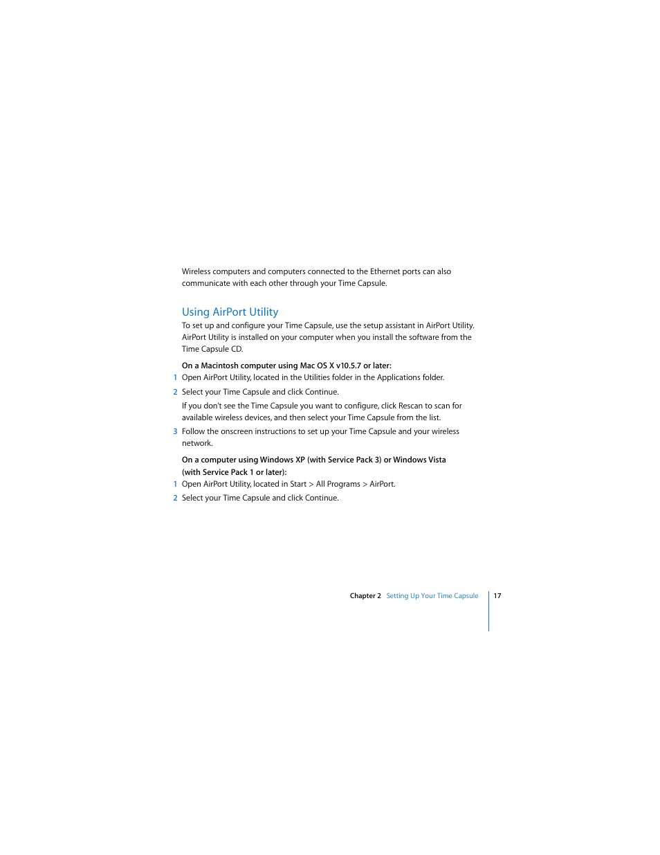 Using airport utility | Apple AirPort Time Capsule 802.11n (3rd Generation) User Manual | Page 17 / 40