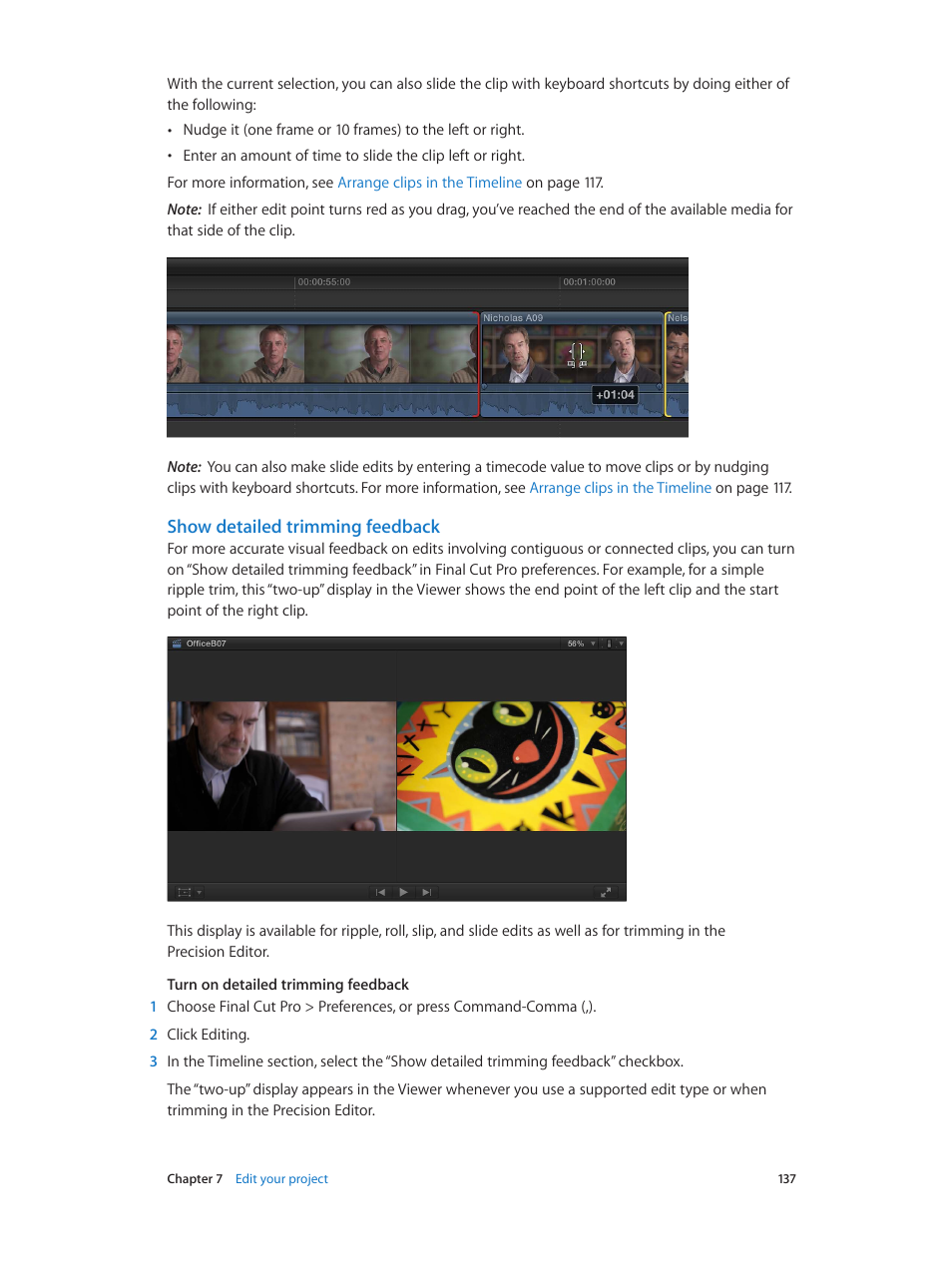 Show detailed trimming feedback, Show detailed trimming, Feedback | Apple Final Cut Pro X (10.1.2) User Manual | Page 137 / 495