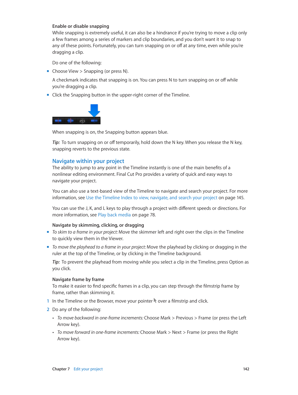 Navigate within your project | Apple Final Cut Pro X (10.1.2) User Manual | Page 142 / 495