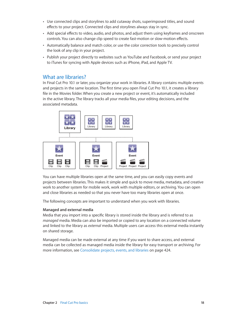 What are libraries, 18 what are libraries | Apple Final Cut Pro X (10.1.2) User Manual | Page 18 / 495
