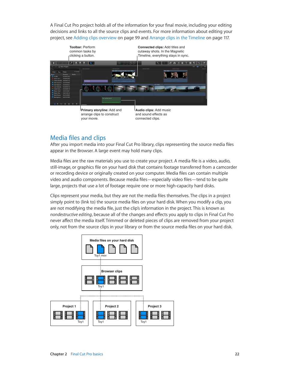 Media files and clips, 22 media files and clips | Apple Final Cut Pro X (10.1.2) User Manual | Page 22 / 495