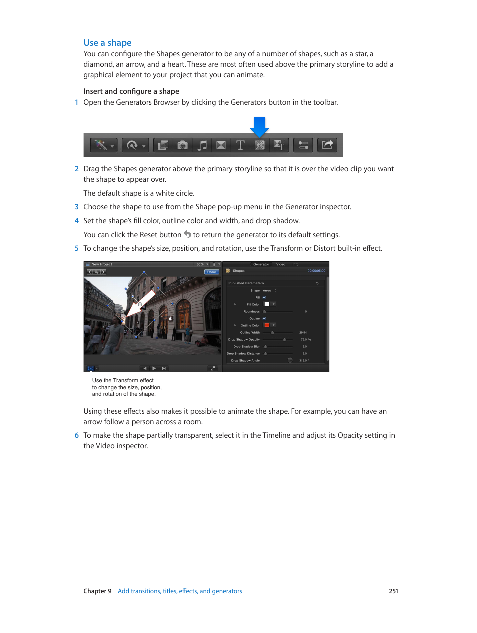 Use a shape | Apple Final Cut Pro X (10.1.2) User Manual | Page 251 / 495