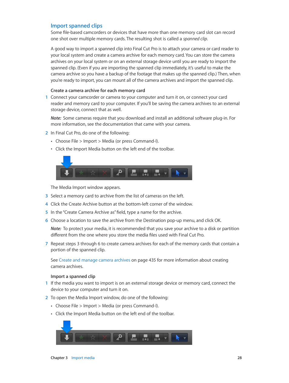 Import spanned clips | Apple Final Cut Pro X (10.1.2) User Manual | Page 28 / 495
