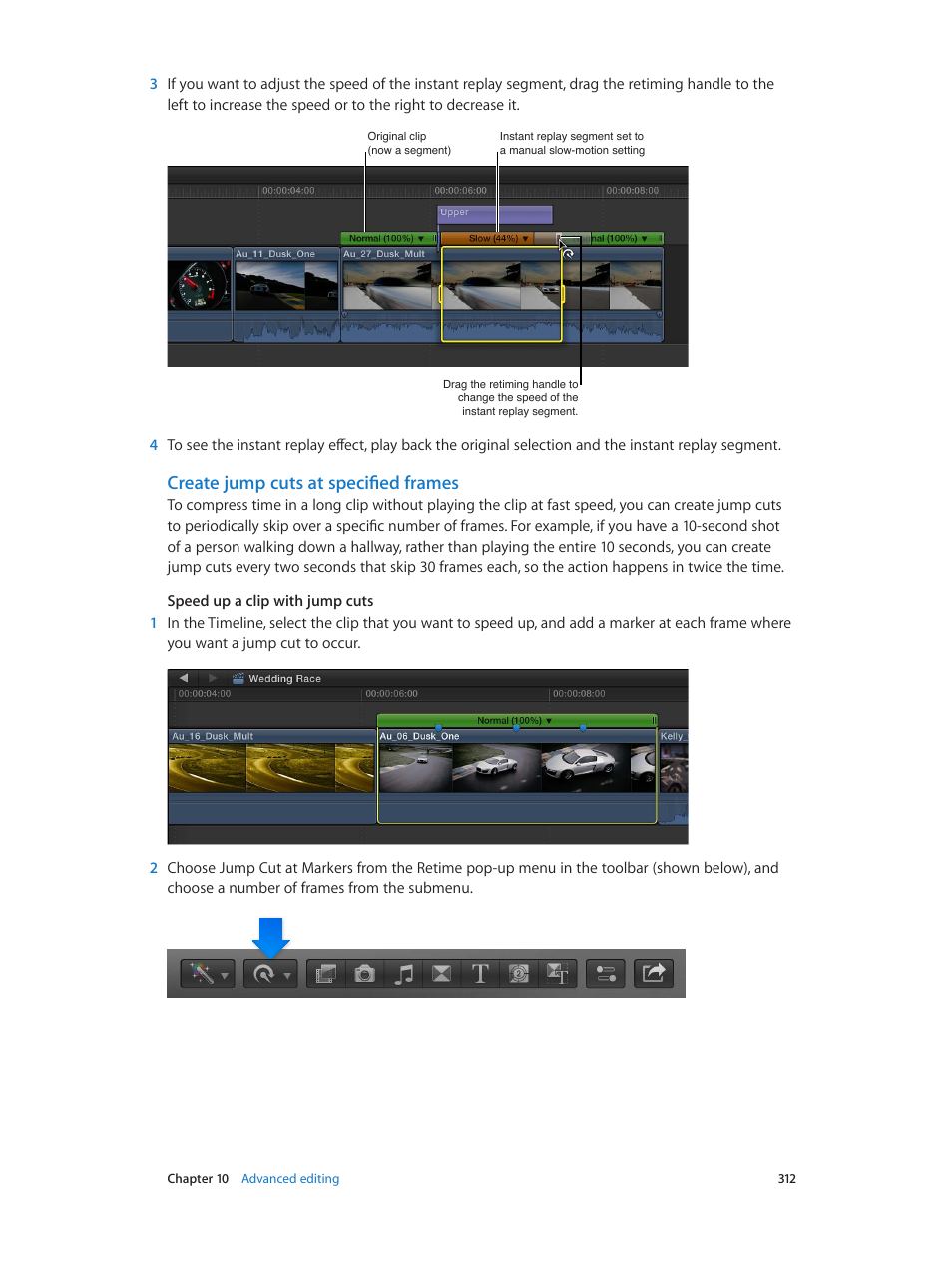 Create jump cuts at specified frames | Apple Final Cut Pro X (10.1.2) User Manual | Page 312 / 495