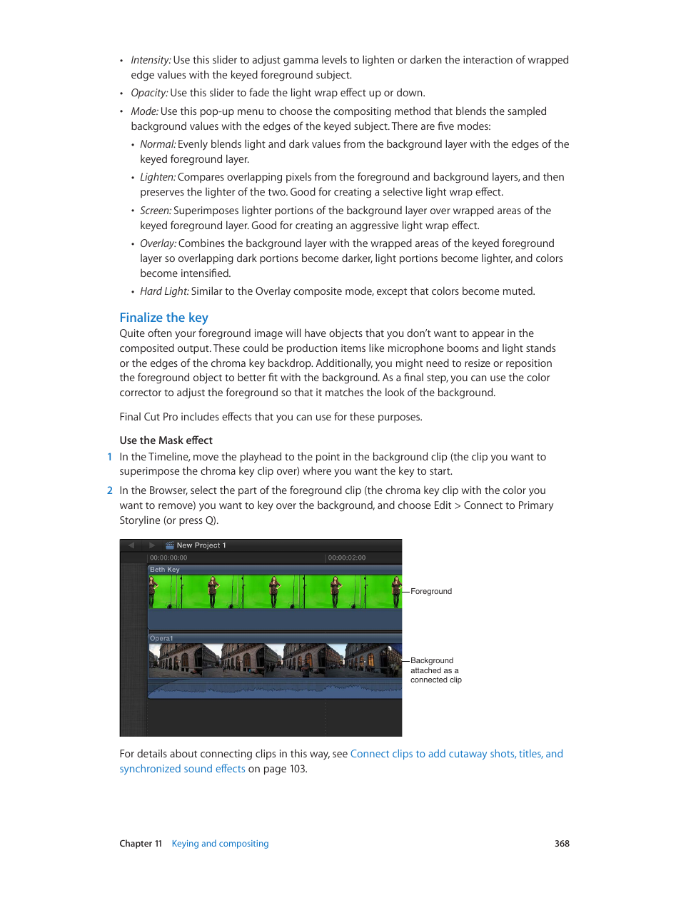 Finalize the key | Apple Final Cut Pro X (10.1.2) User Manual | Page 368 / 495