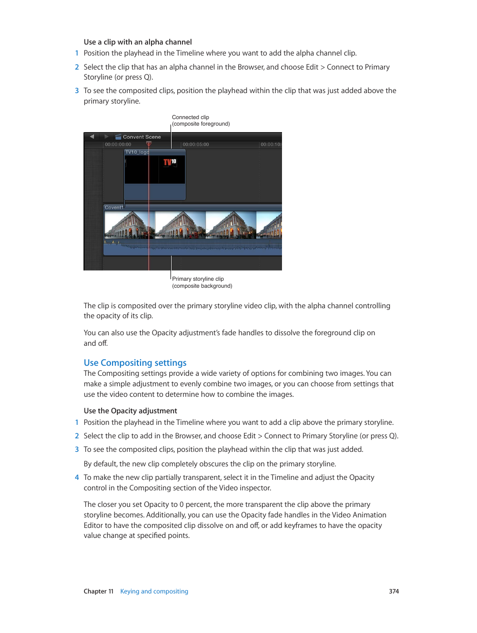 Use compositing settings | Apple Final Cut Pro X (10.1.2) User Manual | Page 374 / 495