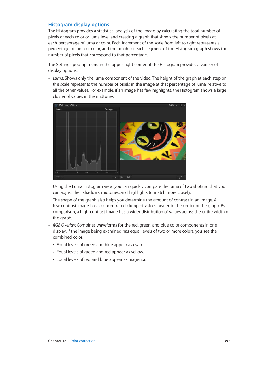 Histogram display options | Apple Final Cut Pro X (10.1.2) User Manual | Page 397 / 495