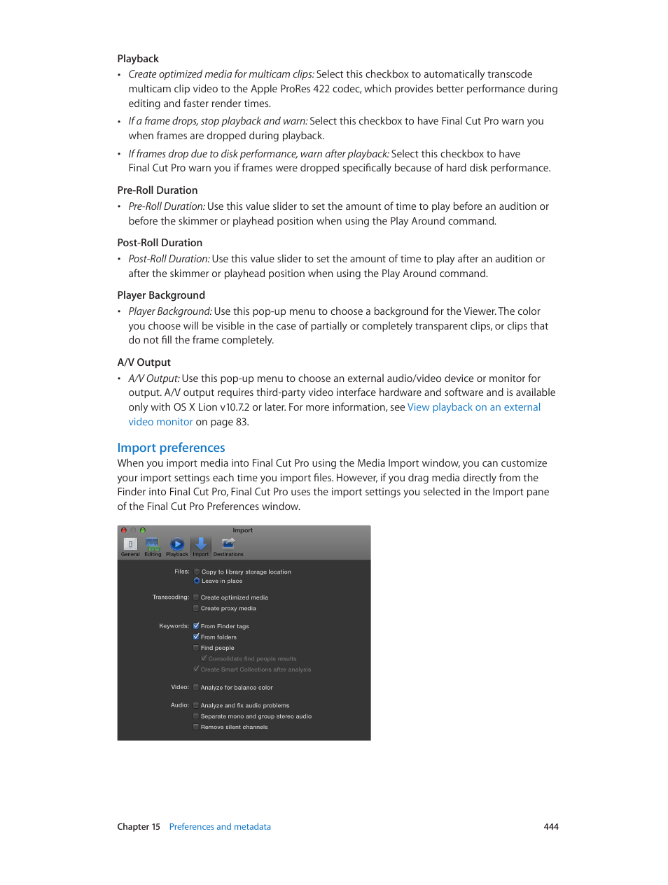 Import preferences | Apple Final Cut Pro X (10.1.2) User Manual | Page 444 / 495